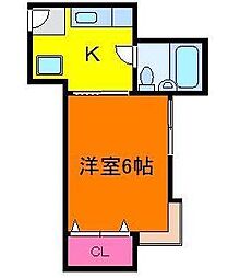 ラフォイアハイツ 1Kの間取図画像