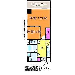 グランコンフォート笹出 1LDKの間取図画像