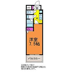 夢ランドワイズテラス笹口 1Kの間取図画像