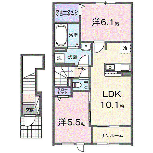 仮）毛見アパートI 202｜和歌山県和歌山市毛見(賃貸アパート2LDK・2階・56.98㎡)の写真 その2