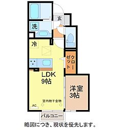 prelude 1階1LDKの間取り