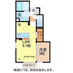 prelude 1階1LDKの間取り