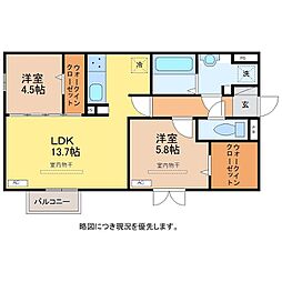 D-Regalo成和 2階2LDKの間取り
