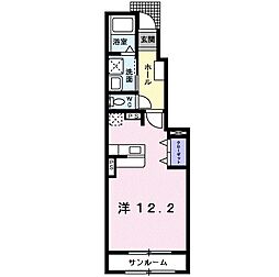 ホ−プ　プレイス 1階ワンルームの間取り