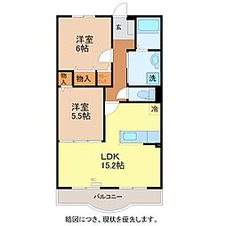 ハートフル　LIFE 2階2LDKの間取り