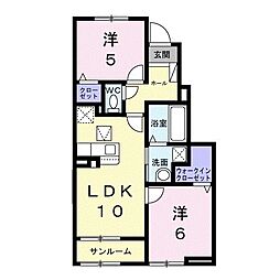 メゾンドラーゴ 2LDKの間取図画像