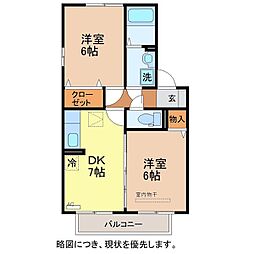 フルール大和C 2DKの間取図画像