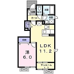 ジェントリー 1LDKの間取図画像