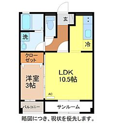 サンフラワー 1SLDKの間取図画像