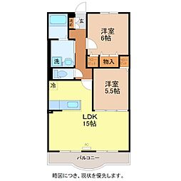 クリエストタウン江端 3階2LDKの間取り