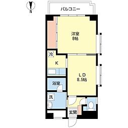 サンホワイト笹口 1LDKの間取図画像