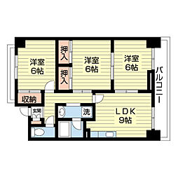 グランデ逢谷内 3DKの間取図画像