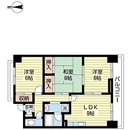 グランデ逢谷内 3DKの間取図画像