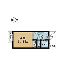 コーポセラヴィ 1Kの間取図画像