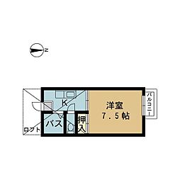 コーポセラヴィ 1Kの間取図画像