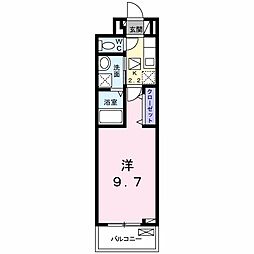 グランドールIII 1階1Kの間取り