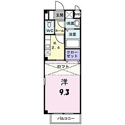 ジュネス貴船 1階1Kの間取り