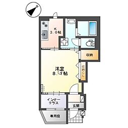 エスペランス稗田 1階1Kの間取り