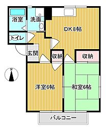 メイプルリーフ3 2DKの間取図画像