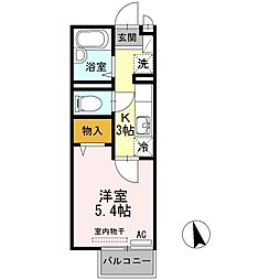 シャインルート綾羅木 1Kの間取図画像