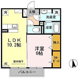 エスペランス 1LDKの間取図画像