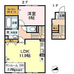 サザンクロス 1LDKの間取図画像