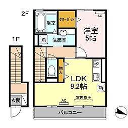 ポルトボヌール 1LDKの間取図画像
