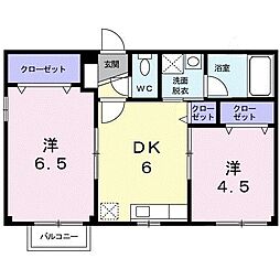 ヴィレッジコート21 2DKの間取図画像