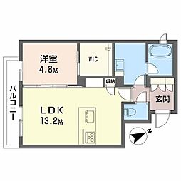 シャーメゾン リラッサIKURA 1LDKの間取図画像