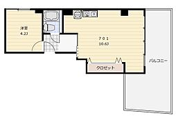 ポラスタ伊崎 1LDKの間取図画像
