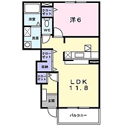 カーサ・プラシード 1LDKの間取図画像