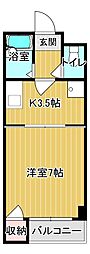 アモール新垢田2 1Kの間取図画像