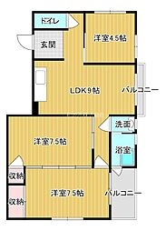 玉城ビル 3DKの間取図画像