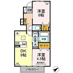 メゾンソレイユ 2DKの間取図画像