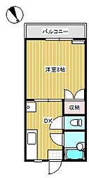 ヴィラ川中 1Kの間取図画像