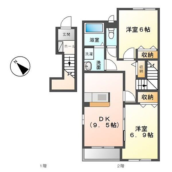 コモド　ピノIII ｜茨城県つくば市上ノ室(賃貸アパート2DK・2階・59.19㎡)の写真 その2