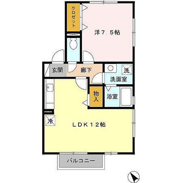 アースワンうずら野 101｜茨城県稲敷郡阿見町うずら野4丁目(賃貸アパート1LDK・1階・45.42㎡)の写真 その2