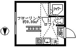 フェリスカーラ 1階ワンルームの間取り