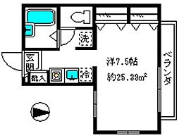 ラ・ヴィ江原 ワンルームの間取図画像