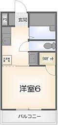 プレシオン南昭和 1Kの間取図画像