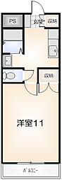 コーポ大原5 1Kの間取図画像