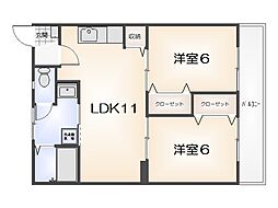メゾンエトワール1 2LDKの間取図画像