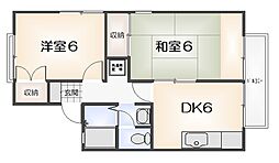 セジュール南昭和 2DKの間取図画像