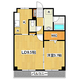 シャトレーやまのい 1階1LDKの間取り