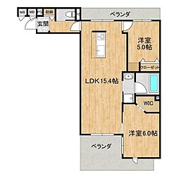 ALLURE　JIMBA 3階2LDKの間取り