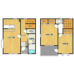 グリーンコートB 1階2LDKの間取り