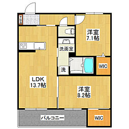 メルヴェイユ 2LDKの間取図画像