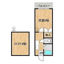 キャリーハイツ 1Kの間取図画像