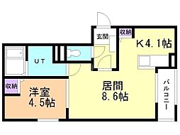 仮）菊水1−2ＡＰ 3階1LDKの間取り