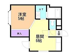 ノースサイド3.3 1DKの間取図画像